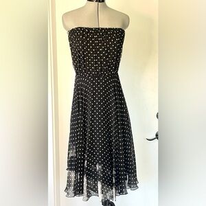 Pianoforte di Max Mara Vintage 50s strapless polka dot silk chiffon dress, sz6